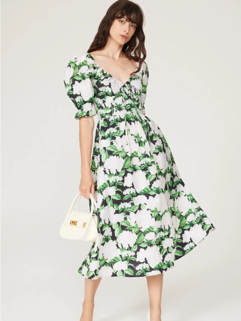 Hill house Floral Puff Sleeve Midi Dress